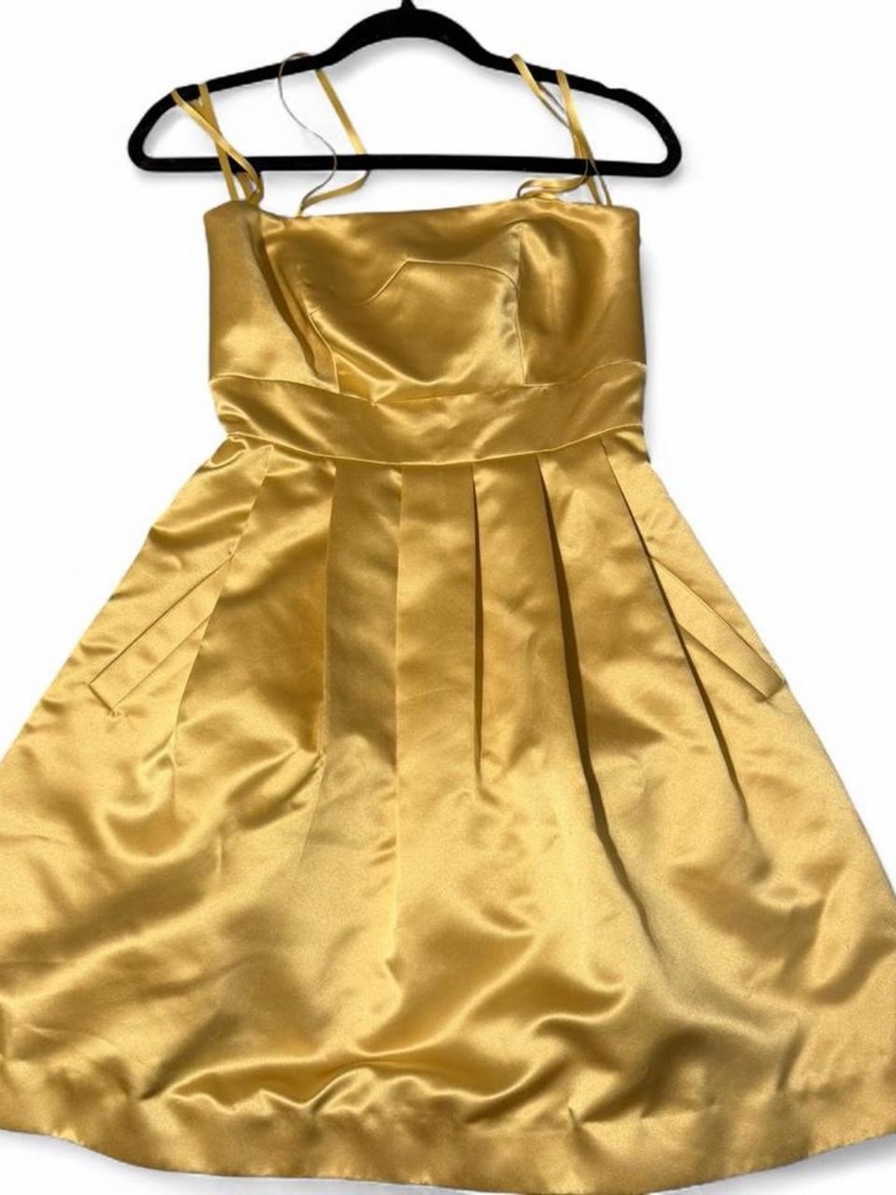 BCBG Gold Satin Strapless Party Dress